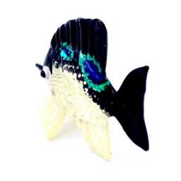 Hand Blown Glass Miniature Exotic Fish Little Sea Animal Blue Black White Figurine Statue Decoration Collectible Small Craft Painted Figure - thumbnail 3