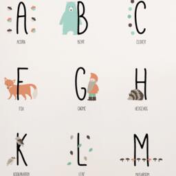 Woodland Animal Alphabet Wall Sticker Decal - Educational Stickers, Learning, Art, Decals, Kids Room, School, Education - thumbnail 2