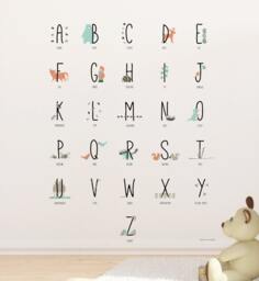 Woodland Animal Alphabet Wall Sticker Decal - Educational Stickers, Learning, Art, Decals, Kids Room, School, Education - thumbnail 1