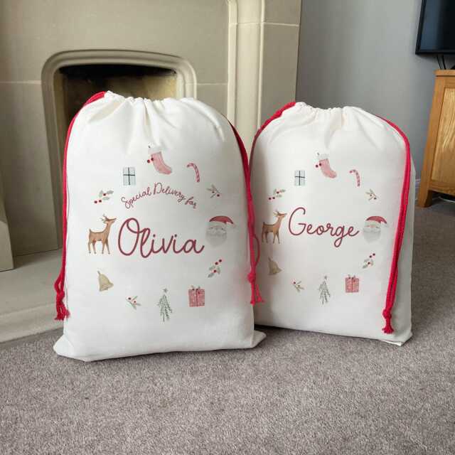 Personalised Christmas Sack - Family Sacks Toy Decorations - image 1