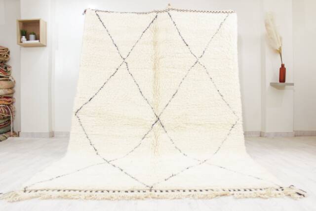 Authentic White Moroccan Rug - Handwoven Modern Living Room White Beni Ourain Genuine Lamb Wool - image 1