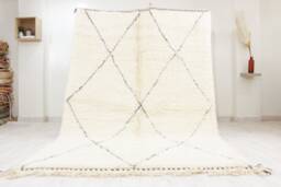 Authentic White Moroccan Rug - Handwoven Modern Living Room White Beni Ourain Genuine Lamb Wool - thumbnail 1
