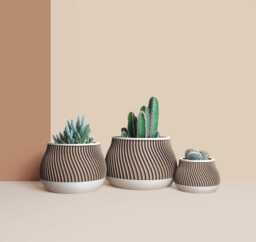 3D Printed Cactus, Succulent Planters, Interior Plant Pots, Mid Century Eco-Friendly Gift Idea For Home, Large Planter Pot