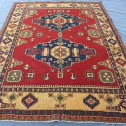 6x7 Hand Knotted Soumak Kilim Rug, Afghan Tribal Medallion Wool Carpet - thumbnail 2