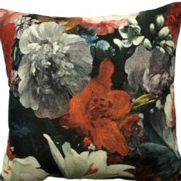 Floral Cotton Cushion Cover Red Roses, White Lily, Artistic Painting - thumbnail 2