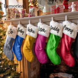 Embroidered Name Stocking, Fireplace Stockings, Family Christmas Holiday Home Decor, Custom Gifts, Stocking With