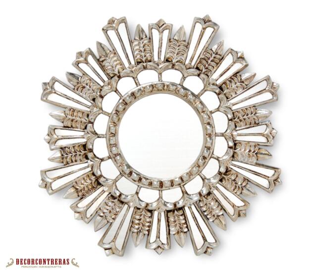 "Decorative Round Wall Mirror 23.6""- Bathroom ""Silverpeacock Feathers" - image 1