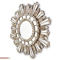 "Decorative Round Wall Mirror 23.6""- Bathroom ""Silverpeacock Feathers" - thumbnail 2