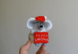 Needle Felted Animal, Felted Mouse , Christmas Decoration , Christmas Mouse, Tree - thumbnail 1
