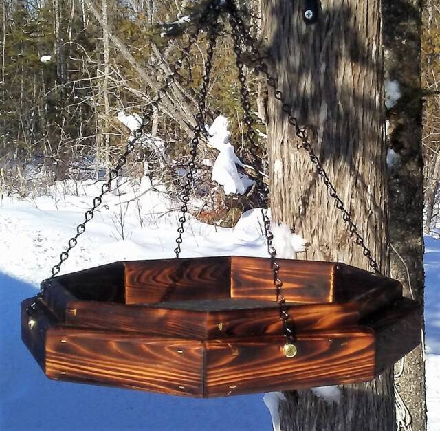 Large Hanging Octagon Platform Bird Or Squirrel Feeder Cedr Wood Tbnup 1lbo - image 1