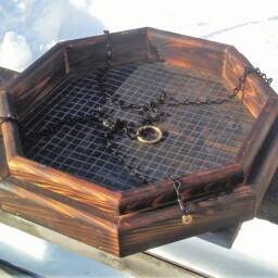 Large Hanging Octagon Platform Bird Or Squirrel Feeder Cedr Wood Tbnup 1lbo - thumbnail 3