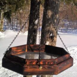 Large Hanging Octagon Platform Bird Or Squirrel Feeder Cedr Wood Tbnup 1lbo - thumbnail 2