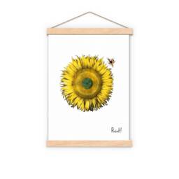 Sunflower Bee Art Print Upcycled Vintage Book Page - thumbnail 2