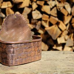 Copper Wall Vase - Handcrafted Planter Or Storage Container With Faux Wicker Finish - thumbnail 4