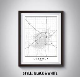 Lubbock Texas Map Art Print Vintage Style Office Decor - thumbnail 1