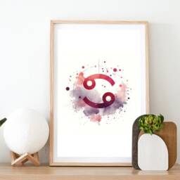 Cancer Zodiac Print - Set Of 3 Posters - Watercolour Gift Astrology Paintings Star Sign Wall Art Artwork Decor For Her - thumbnail 2