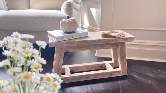 Handmade Reclaimed Wood Side Table UK - Rustic Solid Furniture - image 1
