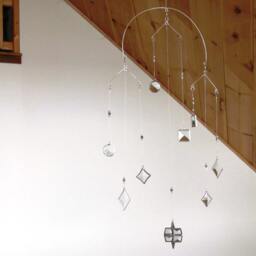 Clear Beveled Stained Glass Geometric Suncatcher Mobile - thumbnail 2