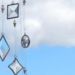 Clear Beveled Stained Glass Geometric Suncatcher Mobile - thumbnail 4