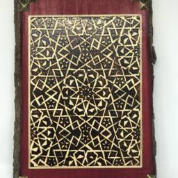 Medieval Islamic Art Wooden Wall Hanging With 15Th Century Egyptian Mamluk Geometric Arabesque Pattern Woodburning Design. Historical Decor - thumbnail 2