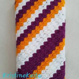 Crochet Baby Blanket, Yellow, White, Violet Blanket, Baby Blanket 77 cm/ 30 - thumbnail 4
