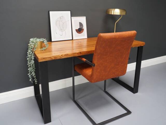 Rustic Pine Wood Desk Scandinavian Industrial Style - image 1