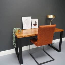 Rustic Pine Wood Desk Scandinavian Industrial Style - thumbnail 4