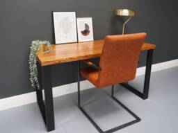 Rustic Pine Wood Desk Scandinavian Industrial Style - thumbnail 1