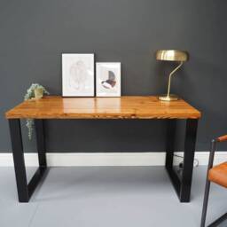 Rustic Pine Wood Desk Scandinavian Industrial Style - thumbnail 3