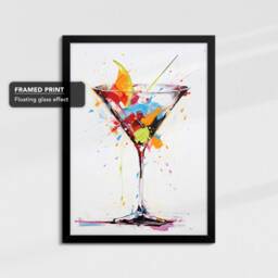 Martini Cocktail Glass Beverage Watercolor Drink Painting Framed Poster Print & Canvas Wall Decor Art Bedroom Home Interior Bar Gift - thumbnail 2