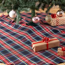 Black Stewart Tree Skirt, Tartan Black Christmas Skirt - thumbnail 2