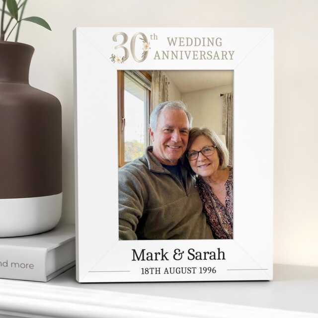 Personalised 30Th Anniversary Gifts For Couples - Pearl Photo Frame - image 1