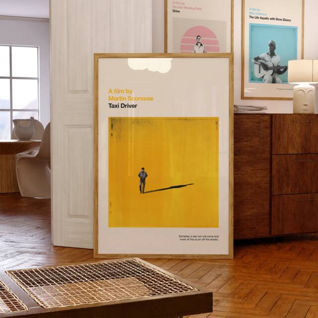 Taxi Driver Print - Movie Poster, Retro, Mid Century Modern, Vintage Art Print, Minimalist - image 1