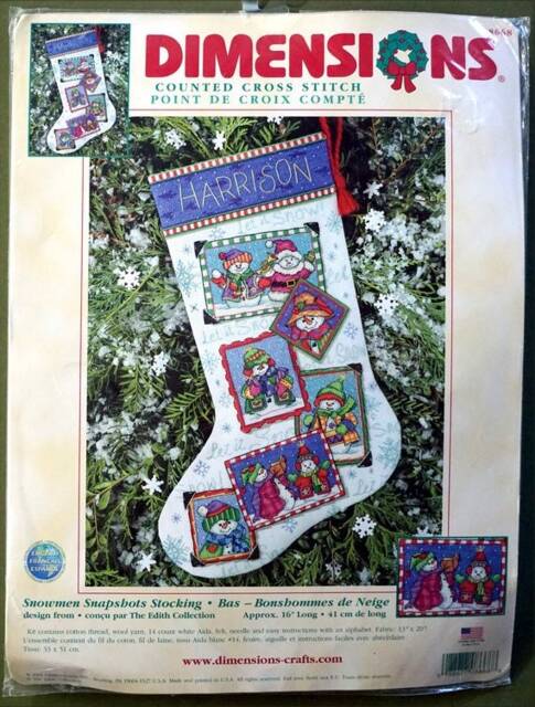 Embroidered Christmas Stocking Dimensions 08668 Snowmen Snapshots Stocking Personalized Xmas With Embroidered Snowmen Made To Order - image 1