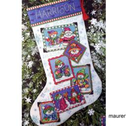 Embroidered Christmas Stocking Dimensions 08668 Snowmen Snapshots Stocking Personalized Xmas With Embroidered Snowmen Made To Order - thumbnail 2