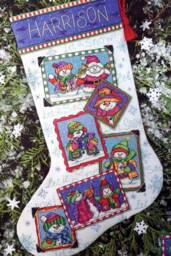 Embroidered Christmas Stocking Dimensions 08668 Snowmen Snapshots Stocking Personalized Xmas With Embroidered Snowmen Made To Order - thumbnail 3
