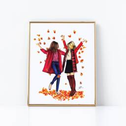 Fall Friends - Fashion Illustration Print Art -Fashion Sketch Prints-Home Decor -Wall By Melsy's Illustration's - thumbnail 1