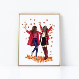 Fall Friends - Fashion Illustration Print Art -Fashion Sketch Prints-Home Decor -Wall By Melsy's Illustration's - thumbnail 2