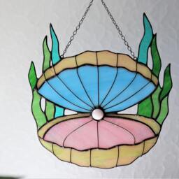 Seashell Suncatcher Shell, Scallop Stain Glass Decor Home House Window Wall Hangings Cling Mother's Gift Idea - thumbnail 2