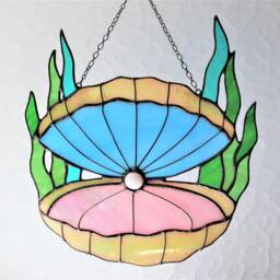 Seashell Suncatcher Shell, Scallop Stain Glass Decor Home House Window Wall Hangings Cling Mother's Gift Idea - thumbnail 3