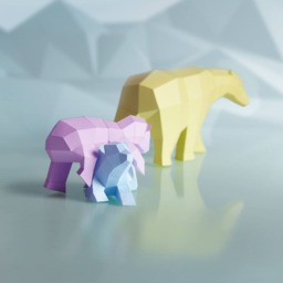 Paperwolf Polar Bear Family Papercraft Kit, Set With 3 Bears, Polygonal Geometric Design Piece, Paper Sculpture Climate Change Awareness - thumbnail 3