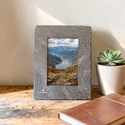 Lingmell Contour Slate Photo Frame - Lake District Inspired Gift - 4x6 Holder Mountain Home Decor