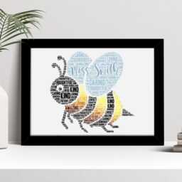 Personalised Bee Word Art Print, Teacher, Gardener Gift, Custom Wall Framed Picture, Present For Him, Her Nl - thumbnail 2