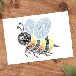 Personalised Bee Word Art Print, Teacher, Gardener Gift, Custom Wall Framed Picture, Present For Him, Her Nl - thumbnail 3