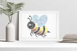 Personalised Bee Word Art Print, Teacher, Gardener Gift, Custom Wall Framed Picture, Present For Him, Her Nl - thumbnail 1