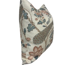 Schumacher Campagne Signature Collection Peacock & Rouge Cushion Cover Pillow Double Sided - thumbnail 3