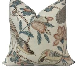 Schumacher Campagne Signature Collection Peacock & Rouge Cushion Cover Pillow Double Sided - thumbnail 2
