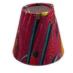 Botanical Velvet Candle Clip Lampshade in Pink, Chandelier Lampshades, On - thumbnail 3
