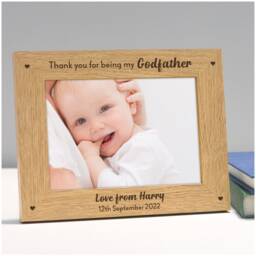 Personalised Christening Photo Frame Gift Keepsake Engraved, Picture Frame, Thank You Godfather Godmother, Godparents - thumbnail 1