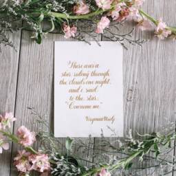 Handwritten Gold Calligraphy Virginia Woolf Quote Print, Poetic Wall Art - thumbnail 3